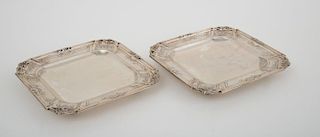 PAIR OF FRENCH SILVER SQUARE TRAYS, IN THE REGENCE STYLE