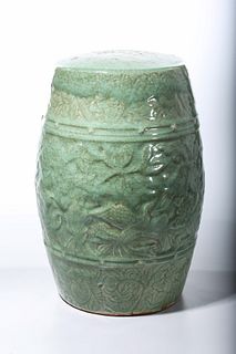 Chinese Green Crackle Glazed Porcelain Garden Seat