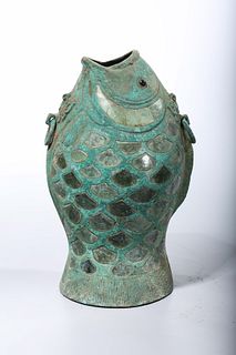 Chinese Archaistic Bronze Fish-Form Vase