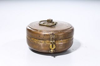 Chinese Round Metal Hinged-Lid Container