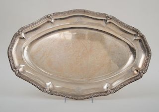 FRENCH MONOGRAMMED SILVER MEAT DISH