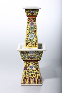 Chinese Enameled Porcelain Candlestick