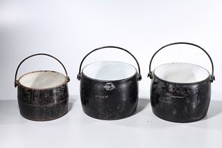 Group of Three Vintage T&C Clark Cast Iron Pots