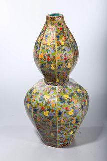 Chinese Enameled Porcelain Octagonal Vase