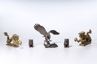 Group of Five Chinese Metal Sculptures