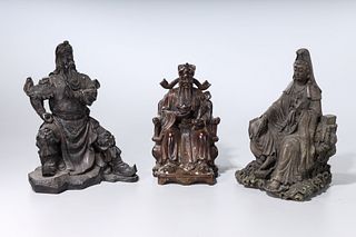 Group of Three Chinese Bronze and Metal Sculptures