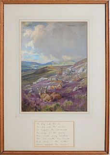 LIONEL EDWARDS (1878-1966): AND SLEEP IN THE HEATHER, WHICH CARPETS HIS HOUSE