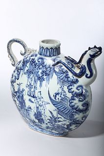 Large Chinese Blue and White Porcelain Flask
