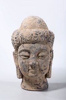 Chinese Earthenware Head of Buddha