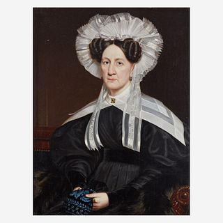 Frederick Randolph Spencer (American, 1806-1875) Portrait of a Lady in a Lace Cap, said to be a Wife of a Sea Captain