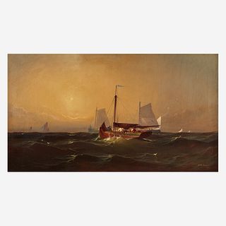 Franklin Dullin Briscoe (American, 1844-1903) Sea Scene with Boats