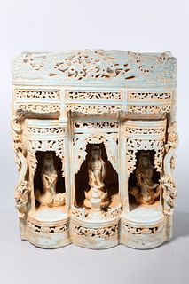 Chinese Glazed Ceramic Shrine