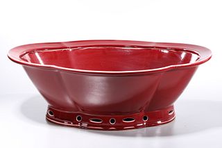 Chinese Oxblood Porcelain Basket