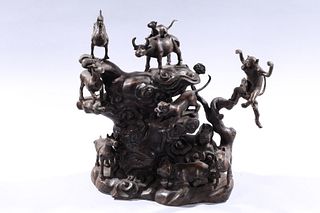 Chinese Bronze Dragon and Animal Group