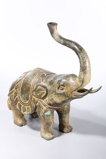 Chinese Bronze Elephant-Form Candlestick