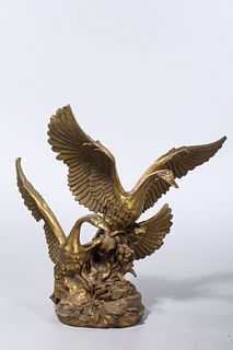 Chinese Bronze Swan Group
