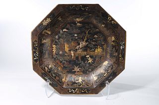 Chinese Painted Porcelain Octagonal Charger