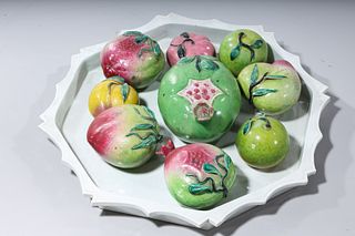 Group of Chinese Glazed Porcelain Fruit