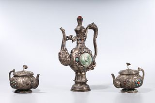 Group of Three Chinese Metal Lidded Vessels