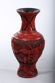 Antique Chinese Cinnabar Lacquer Vase