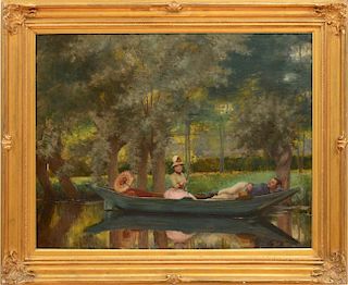 PIERRE FRANC LAMY (1855-1919): BOATING ON A SUMMER'S AFTERNOON