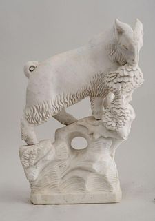 ITALIAN CARVED MARBLE FIGURE OF A MOUNTAIN GOAT