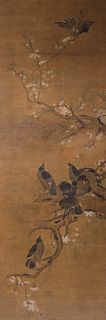 Antique Chinese Ink and Color on Silk Painting