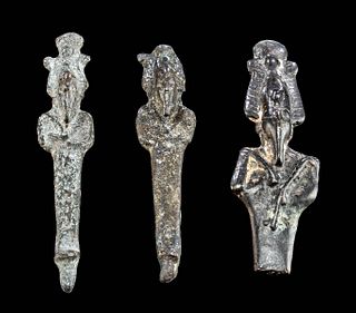3 Egyptian Late Dynastic Leaded Bronze Osiris Figures