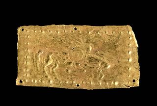 Hellenistic Greek Gold Repousse Applique of a Soldier