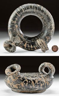 Rare Greek Blackware Ring-Shaped Askos