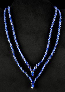 Beautiful Pair of Roman Cobalt Glass Bead Necklaces