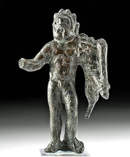 Roman Leaded Bronze Hercules w/ Nemean Lion Skin & Club