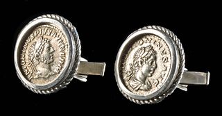 Caracalla & Elagabalus Roman Silver Denarius Cufflinks