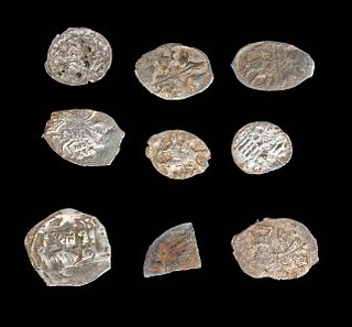 9 Medieval, Russian, & Holy Roman Empire Silver Coins