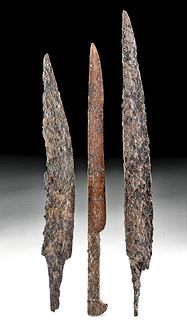 2 Celtic Iron Knife Blades & 1 European Iron Dagger