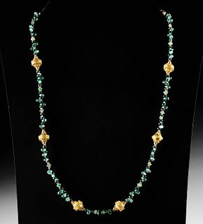 Wearable 19th C. Indian Mughal Gold & Emerald Necklace