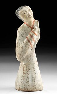 Chinese Han Dynasty Polychrome Pottery Dancing Female