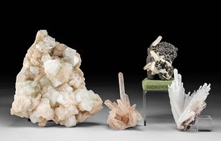 4 Quartz, Scolecite, Apophyllite & Sphalerite Minerals