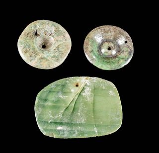 Maya Jade Pieces - 2 Earspools & 1 Pendant
