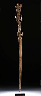 Royal Chimu Wood Staff w/ Relief Carvings