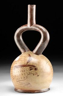 Moche Pottery Fineline Stirrup Vessel w/ Eagle - TL'd