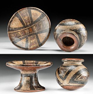Panamanian Cocle Pottery Pedestal Dish & Jar