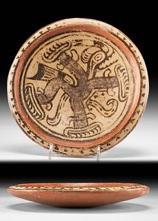 Panamanian Veraguas Pottery Plate w/ Stylized Dragon