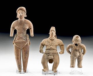 Lot of 3 Exhibited Colima Pottery Figures