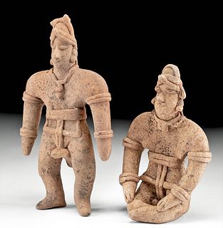 2 Colima Pottery Figures - Standing & Seated