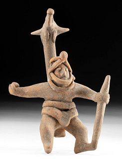Colima Pottery Warrior Figure with Bird - Rare style