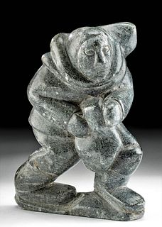 20th C. Inuit Soapstone Hunting Figure - Lucassie
