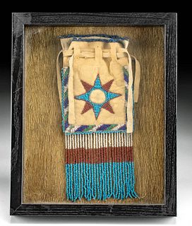 Early 20th C. Native American Beaded Hide Pouch