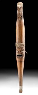 19th C. Maori Wood Chieftain's Putorino (Bugle Flute)