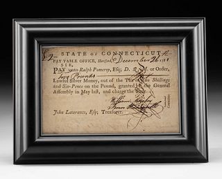 1781 American Revolutionary War Paper Promissory Note